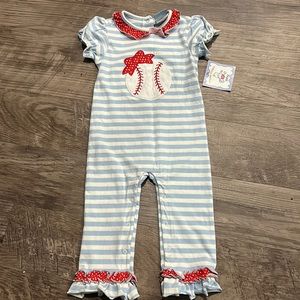 New with tag three sisters baseball sister romper